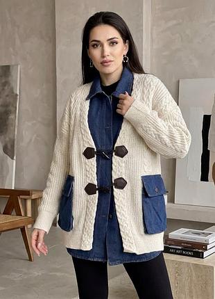 Крутезний комбінований кардиган р. l/xl
