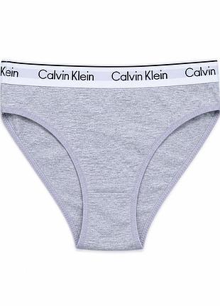 Женские трусики-слипы calvin klein серые хлопковые