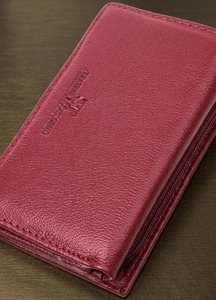 Кожаный женский кошелек в три сложения st leather 22489 бордовый
