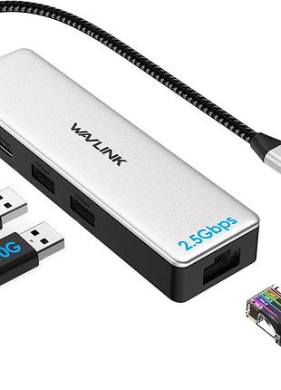 Многопортовый адаптер wavlink usb-c 3 ports 10g hub хаб концентратор с rj45 gigabit 2,5 гбит/с usb 3.0