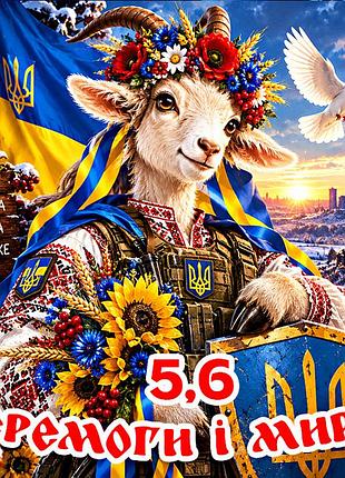 Магнит коза символ 2027 год козы es5,6 новогодний подарок магниты с пожеланиями 6,5х6,5см перемоги і миру