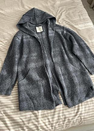 Кофта для хлопчика в'язана з капюшоном сіра zara