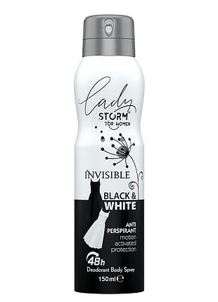 Женский дезодорант-антиперспирант для тела lady storm invisible black, 150 мл