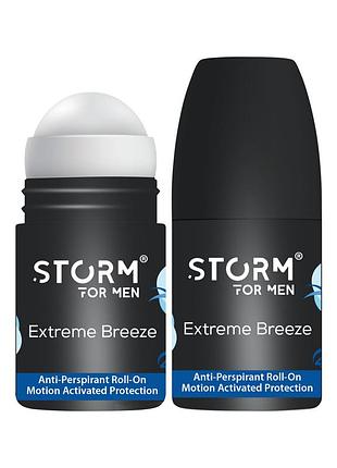 Мужской роликовый дезодорант-антиперспирант storm extreme breeze, 50 мл
