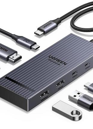 Usb-c хаб ugreen с портами usb-a и usb-c 10 гбит/с cm880 многопортовый адаптер с картридером