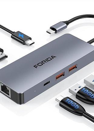 Концентратор forida type-c adapter hyd-9978t док-станция usb c для iphone 15/macbook/surface, 100 вт