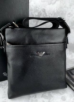 Шкіряна чоловіча сумка armani армані