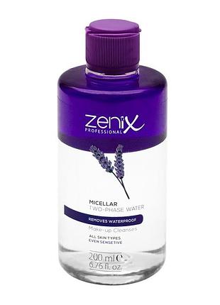 Двухфазная мицеллярная вода для снятия макияжа zenix, 200 мл