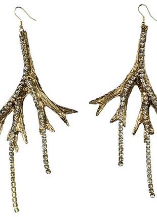 Серьги золотистые golden wood lux