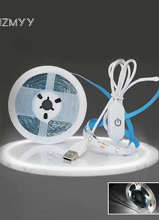 Светодиодная гибкая клейчатая с выключателем usb led лента ww-5wi белая 5 м