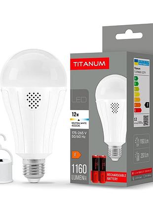 Світлодіодна лампа акумуляторна tіtanum a80 12w e27 4000k 230v