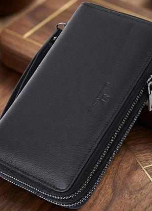 Мужской кожаный клатч для карт купюр и документов st leather 22684 черный