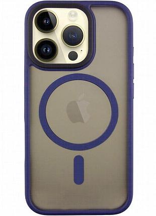 Tpu+pc чехол metal buttons with magnetic fit для apple iphone 16 pro (6.3") синий / navy blue