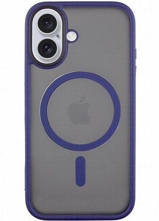 Tpu+pc чехол metal buttons with magnetic fit для apple iphone 16 (6.1") синий / navy blue