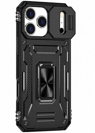 Ударопрочный чехол camshield army ring для apple iphone 17 pro / 18 pro (6.3") черный / black