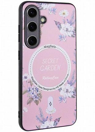 Tpu+pc чехол secret garden with magnetic fit для samsung galaxy s24+ pink