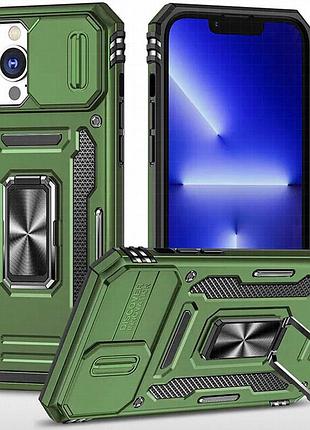 Ударопрочный чехол camshield army ring для apple iphone 12 pro / 12 (6.1") оливковый / army green