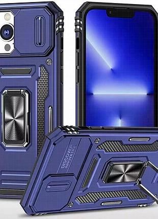 Ударопрочный чехол camshield army ring для apple iphone 13 pro (6.1") синий / navy