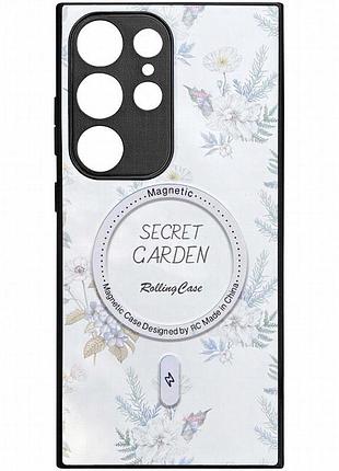 Tpu+pc чехол secret garden with magnetic fit для samsung galaxy s24 ultra white