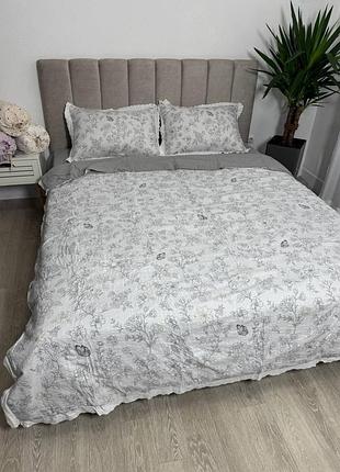 Комплект постельного белья с летним одеялом муслин жатка