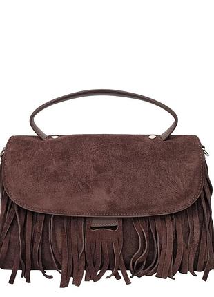 Коричнева замшева жіноча сумка арт.990312 d.brown (54)