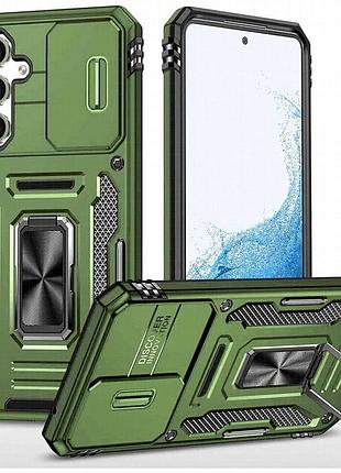 Ударопрочный чехол camshield army ring для samsung galaxy a34 5g оливковый / army green