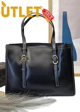 Сумка тоут натуральная кожа черный арт.272 black (бр) vivaverba україна - (китай)