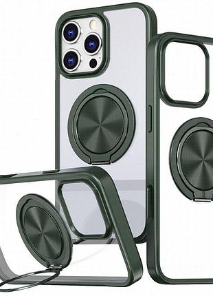 Tpu+pc чехол metal ring with magnetic fit для apple iphone 16 pro (6.3") зеленый