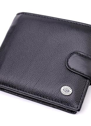 Мужской горизонтальный бумажник из натуральной кожи st leather 22466 черный