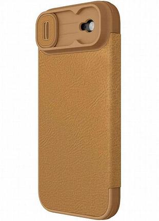 Кожаный чехол-книжка nillkin qin pro camshield для apple iphone 17 air (6.5") brown
