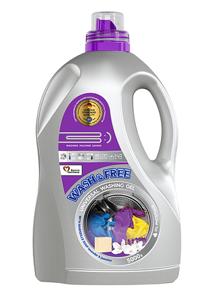 Гель для стирки wash & free универсальный жасмин и лаванда с марсельским мылом 5 л