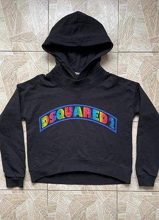 Худи designer y2k dsquared2 rainbow print black hoodie teen 16y womens xs cotton 2021