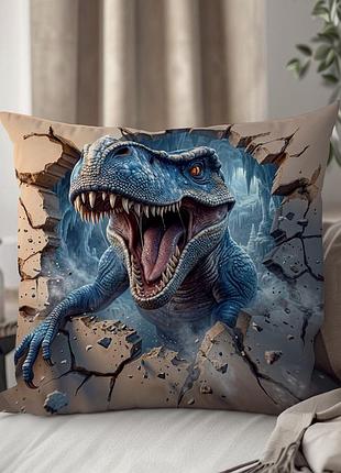 Декоративная подушка с изображением динозавра имеет реалистичный 3d эффект 45 х 45 см. 1346145