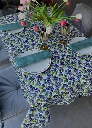 Скатертина водовідштовхувальна бавовняна чорниця 280х140