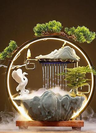 Подставка для благовоний backflow с led-подсветкой белый лебедь жидкий дым декоративный фонтан для комнаты