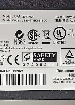 Монитор б/у samsung syncmaster 2043nw 6