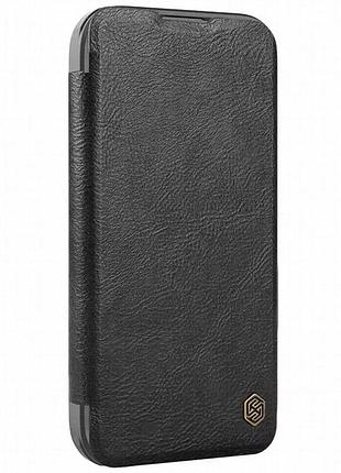Кожаный чехол-книжка nillkin qin prop для apple iphone 16 (6.1") black