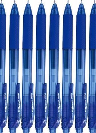 Набір 12 штук автоматична кулькова ручка energel bln105 pentel синій х 12 шт