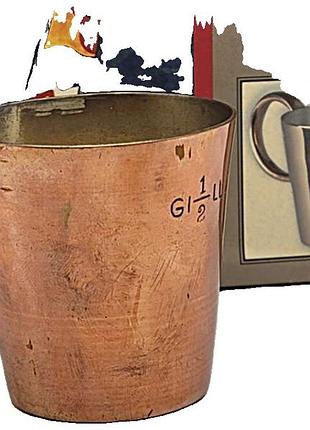 Б/у vintage royal british navy solid cooper silver plated rum measure with box