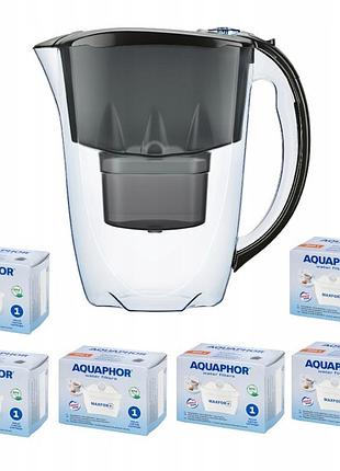 Фільтрувальний глечик aquaphor amethyst чорний комплект 6 фільтрувальних картриджів