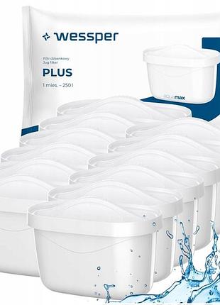 Фільтр для води wessper aquamax plus для глечика фільтрувального brita 12 шт.