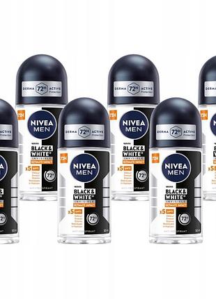 Антиперспірант кульковий nivea men black&white 72h чоловічий набір 6x50 мл