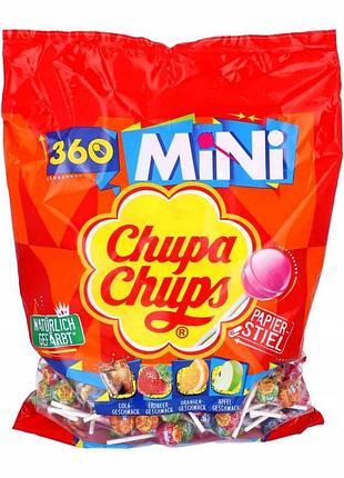 Цукерки chupa chups mini mix різних смаків 360 штук з німеччини