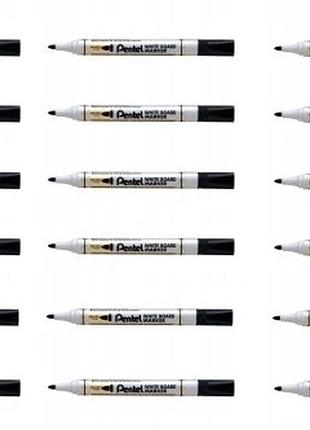 Набір 18 штук маркерів для білої дошки pentel mw85 чорний шт. 18 шт