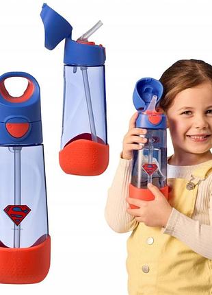 Пляшка b.box butelka tritanowa на воду 600 мл для дітей 3+ зі соломинкою superman