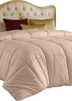 Utopia bedding цілорічна ковдра 250 г/м2 плюшева силіконова ковдра з волокнистим наповнювачем стьобана (бежевий queen)
