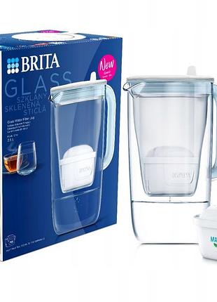 Стекляний кувшин brita синій із фільтром maxtra pro pure performance
