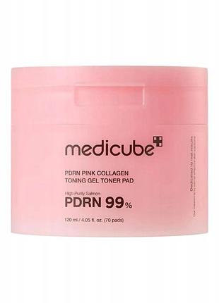 Тонер medicube pdrn pink collagen toning gel тонізуючі подушечки 70 шт.