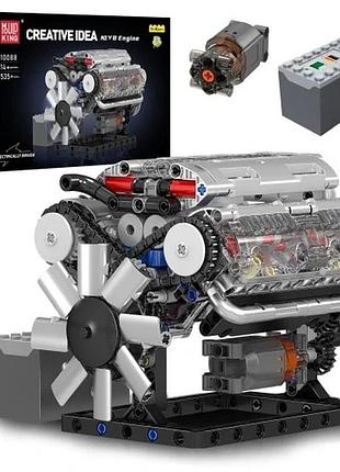Блоки mould king 10088 модель двигуна v8 восьмициліндровий бензиновий двигун