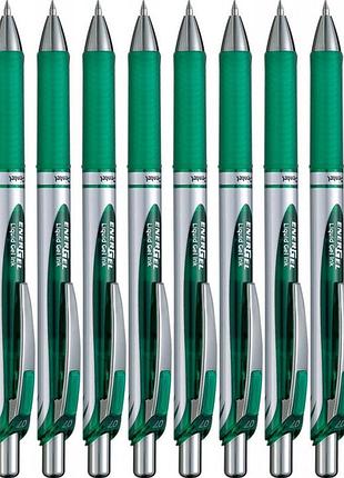 Набір 12 штук гелевих кулькових ручок pentel bl77 energel зелені x12